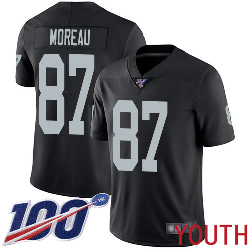 Oakland Raiders Limited Black Youth Foster Moreau Home Jersey NFL Football #87 100th Season Vapor Jersey->youth nfl jersey->Youth Jersey